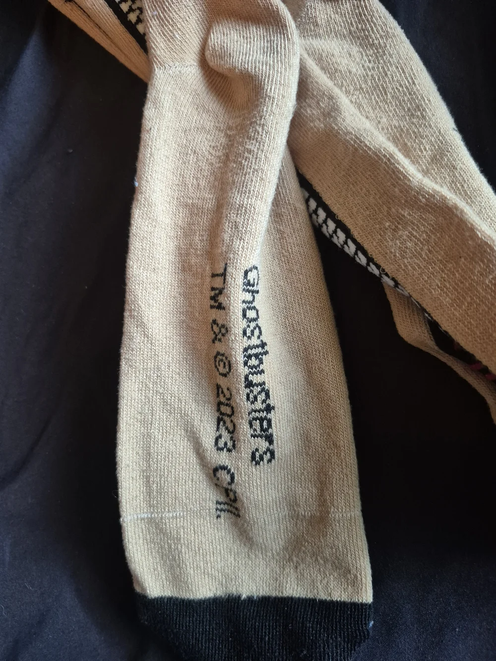 Ghostbusters Logo Crew Socks in Tan & Black